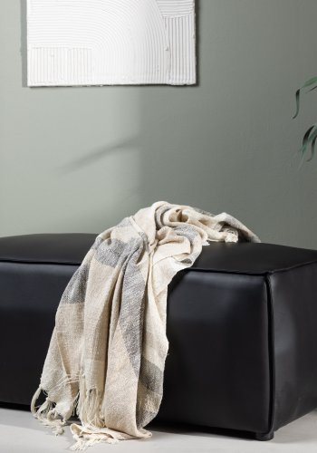 VENTURE DESIGN Palmero puf, rektangulr - mat sort PU og MDF (119x59)