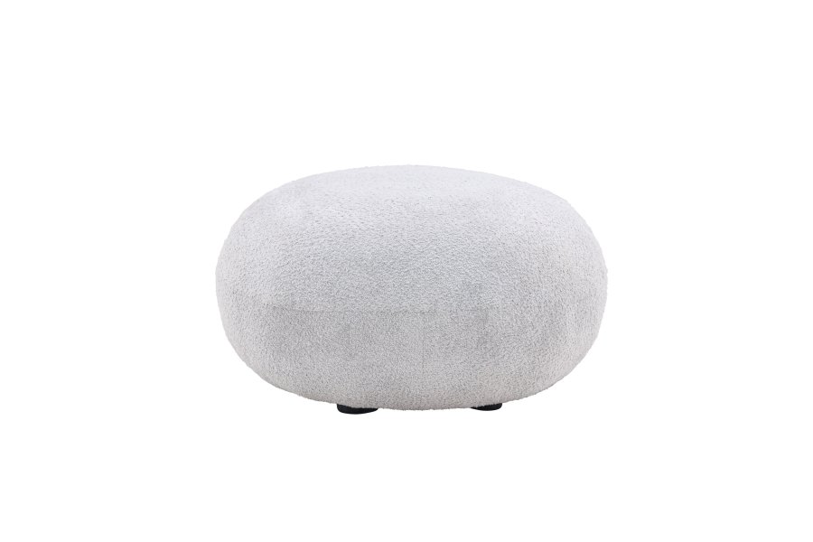 VENTURE DESIGN Bologna puf, rund - lysegr polyester bamsestof og MDF (74)