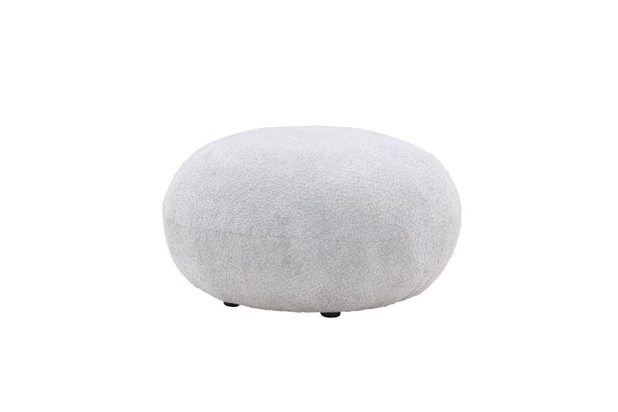 VENTURE DESIGN Bologna puf, rund - lysegr polyester bamsestof og MDF (74)