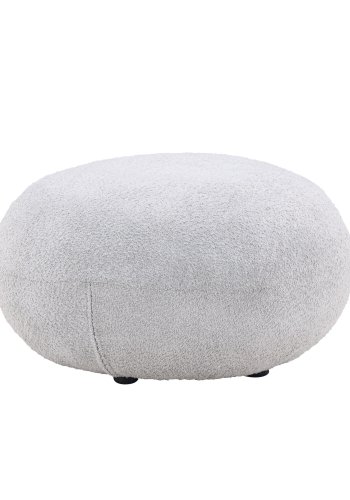 VENTURE DESIGN Bologna puf, rund - lysegr polyester bamsestof og MDF (74)