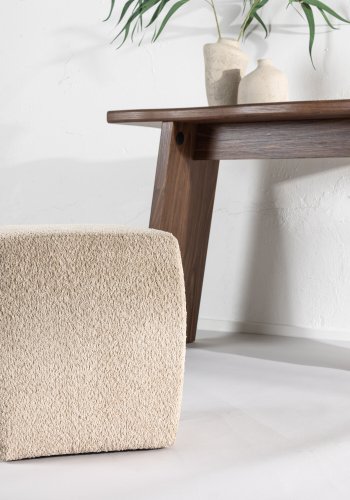 VENTURE DESIGN Neapel puf, kvadratisk - beige boucl´stof (40x40)