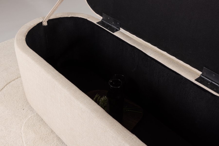 VENTURE DESIGN Potenza puf, m. opbevaring, oval - offwhite polyester (130x50)