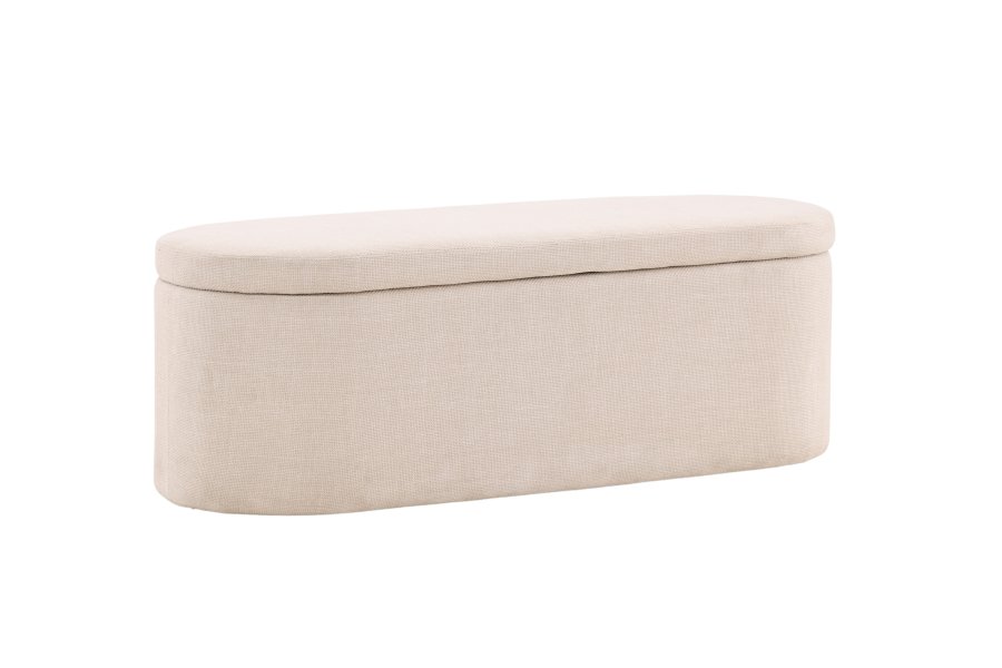 VENTURE DESIGN Potenza puf, m. opbevaring, oval - offwhite polyester (130x50)