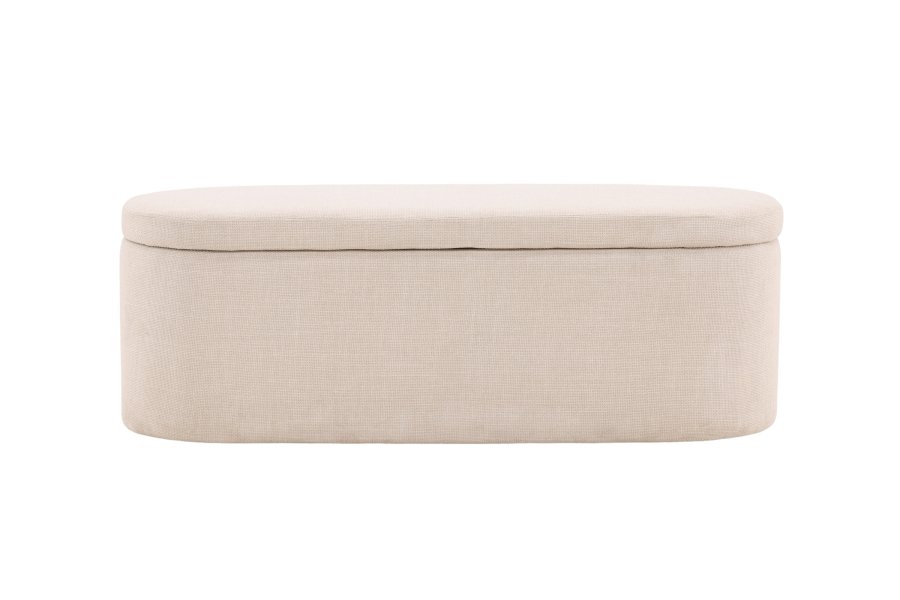 VENTURE DESIGN Potenza puf, m. opbevaring, oval - offwhite polyester (130x50)