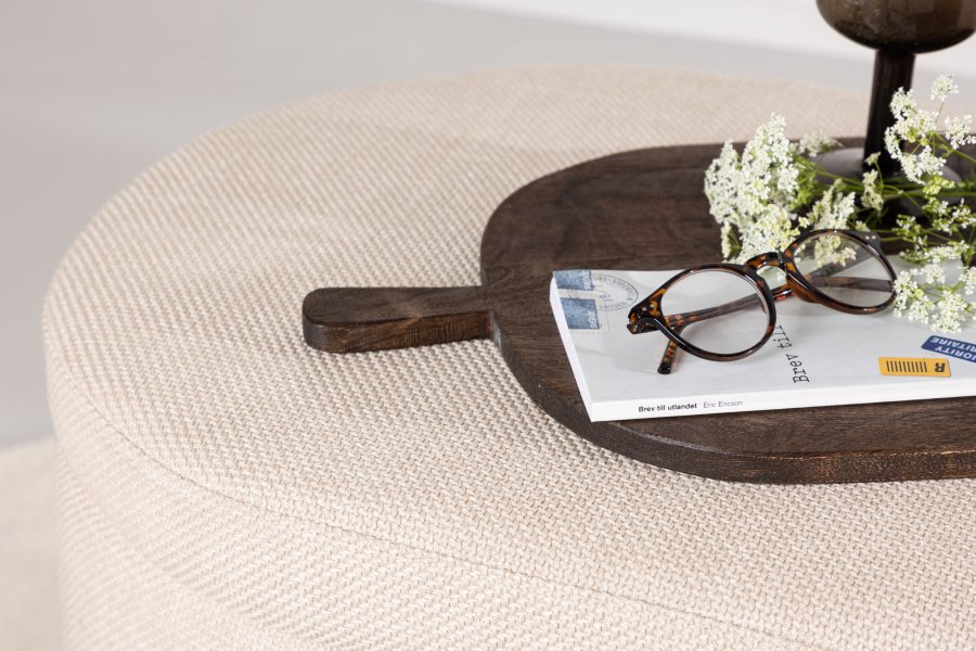 VENTURE DESIGN Potenza puf, m. opbevaring, oval - offwhite polyester (130x50)