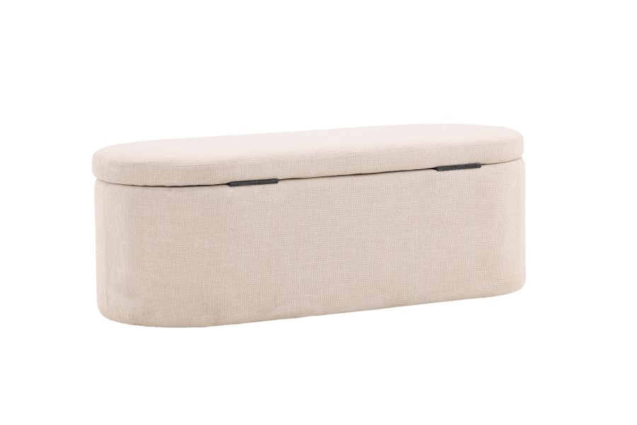 VENTURE DESIGN Potenza puf, m. opbevaring, oval - offwhite polyester (130x50)