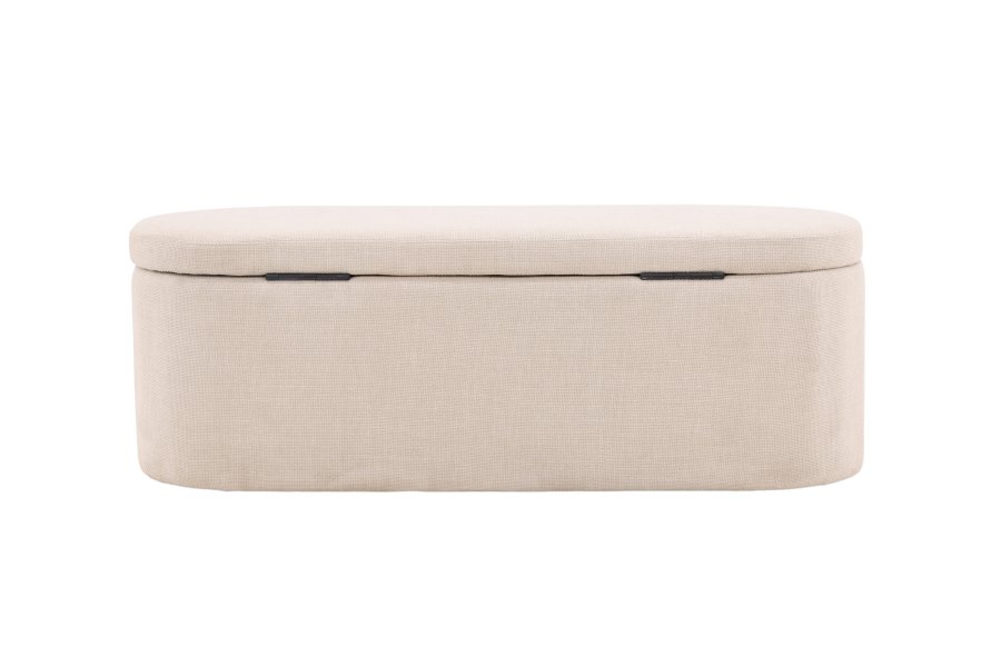 VENTURE DESIGN Potenza puf, m. opbevaring, oval - offwhite polyester (130x50)