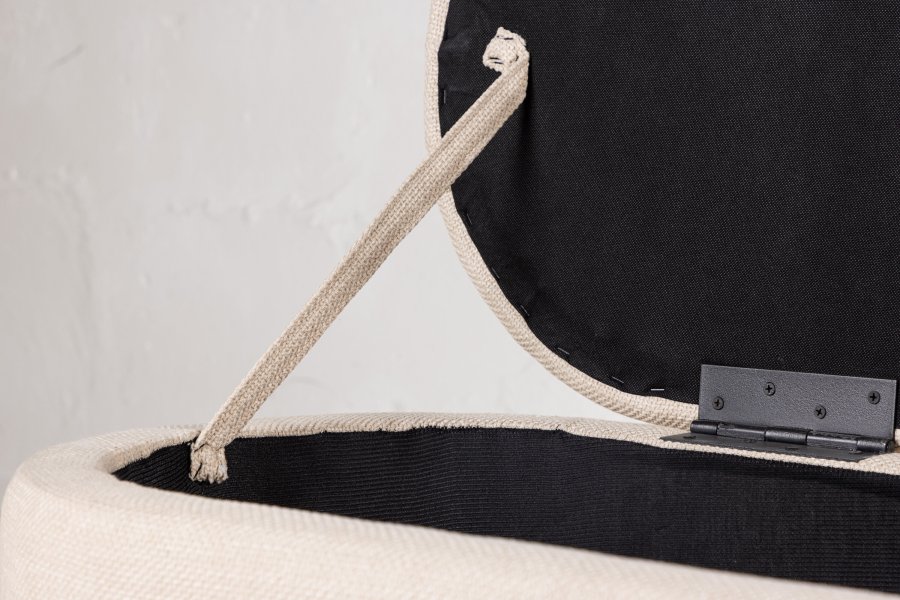 VENTURE DESIGN Potenza puf, m. opbevaring, oval - offwhite polyester (130x50)