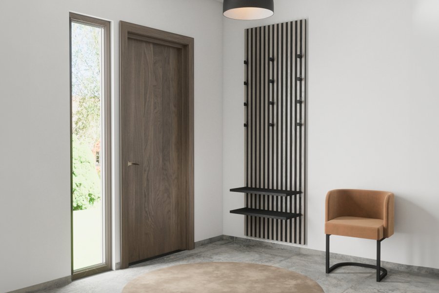 VENTURE DESIGN Nimes vgpanel, rektangulr - hvidvasket/sort melamin MDF (73x3x114)