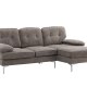 VENTURE DESIGN Remis 3 pers. sofa, m. chaiselong - lysegr stof og metal