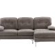 VENTURE DESIGN Remis 3 pers. sofa, m. chaiselong - lysegr stof og metal