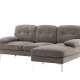 VENTURE DESIGN Remis 3 pers. sofa, m. chaiselong - lysegr stof og metal