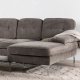 VENTURE DESIGN Remis 3 pers. sofa, m. chaiselong - lysegr stof og metal