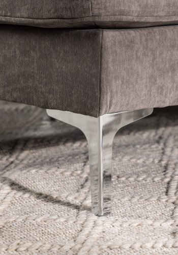 VENTURE DESIGN Remis 3 pers. sofa, m. chaiselong - lysegr stof og metal