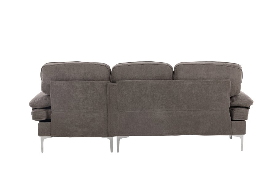 VENTURE DESIGN Remis 3 pers. sofa, m. chaiselong - lysegr stof og metal