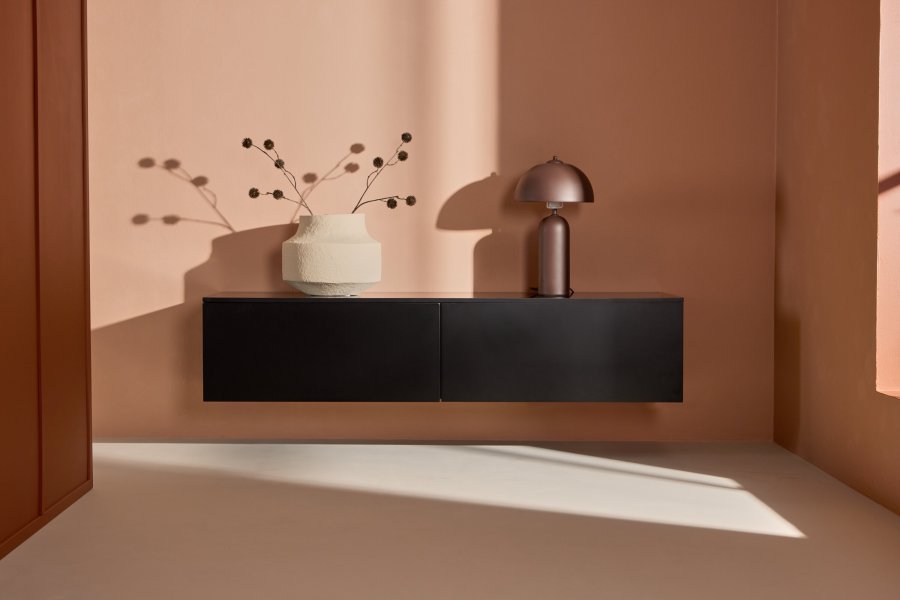 VENTURE DESIGN Frihamn vgskab, m. 2 skuffer - sort MDF