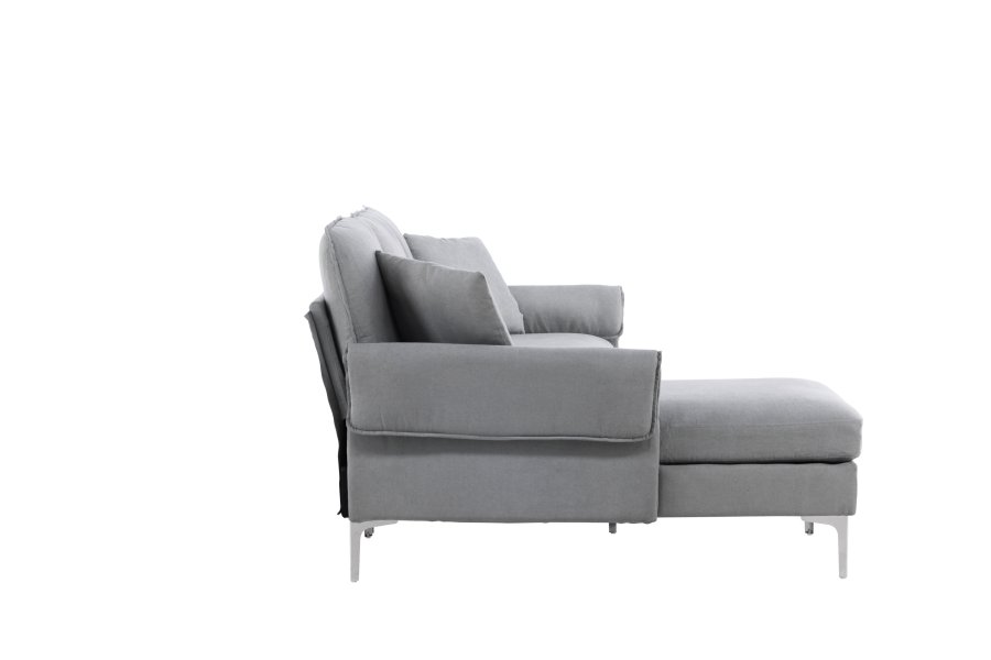 VENTURE DESIGN Toulouse 3 pers. sofa, m. chaiselong - gr stof og metal