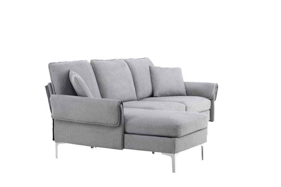 VENTURE DESIGN Toulouse 3 pers. sofa, m. chaiselong - gr stof og metal
