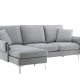 VENTURE DESIGN Toulouse 3 pers. sofa, m. chaiselong - gr stof og metal