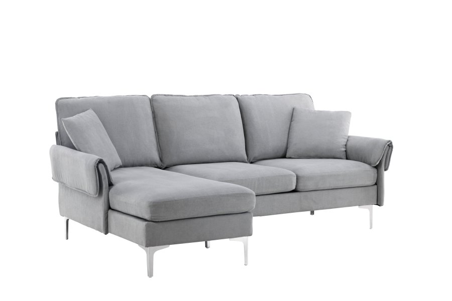VENTURE DESIGN Toulouse 3 pers. sofa, m. chaiselong - gr stof og metal
