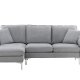 VENTURE DESIGN Toulouse 3 pers. sofa, m. chaiselong - gr stof og metal