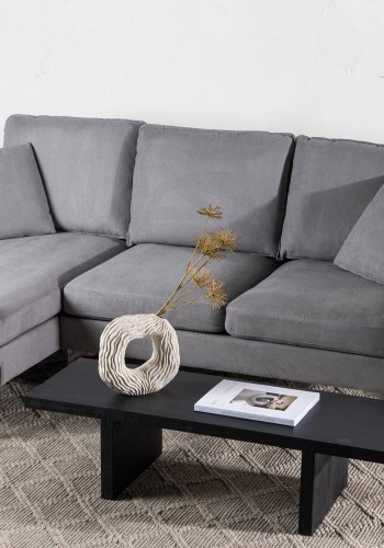 VENTURE DESIGN Toulouse 3 pers. sofa, m. chaiselong - gr stof og metal