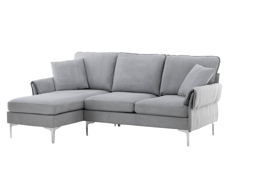 VENTURE DESIGN Toulouse 3 pers. sofa, m. chaiselong - gr stof og metal