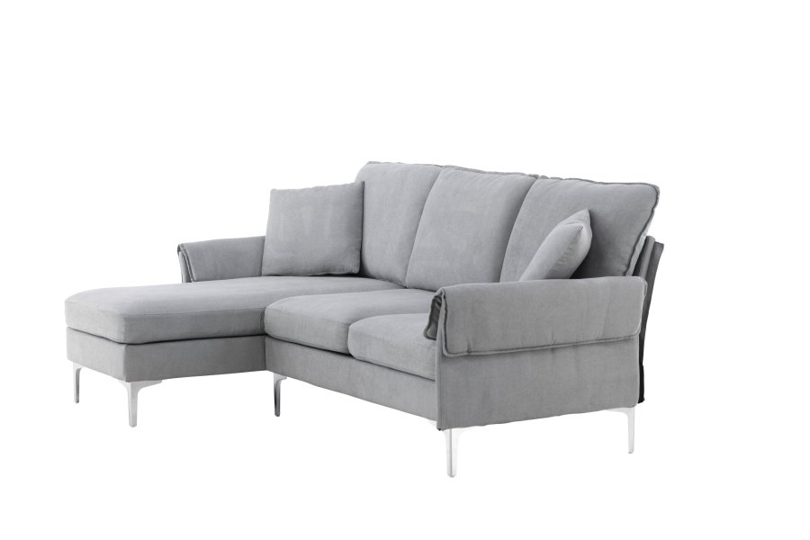 VENTURE DESIGN Toulouse 3 pers. sofa, m. chaiselong - gr stof og metal