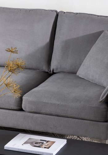 VENTURE DESIGN Toulouse 3 pers. sofa, m. chaiselong - gr stof og metal