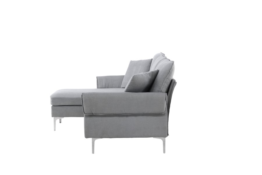 VENTURE DESIGN Toulouse 3 pers. sofa, m. chaiselong - gr stof og metal