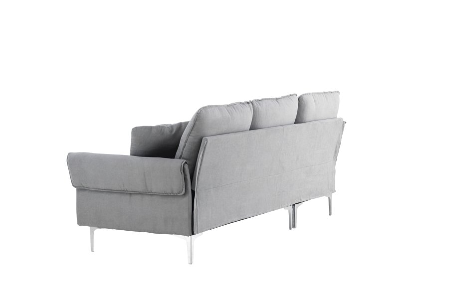 VENTURE DESIGN Toulouse 3 pers. sofa, m. chaiselong - gr stof og metal