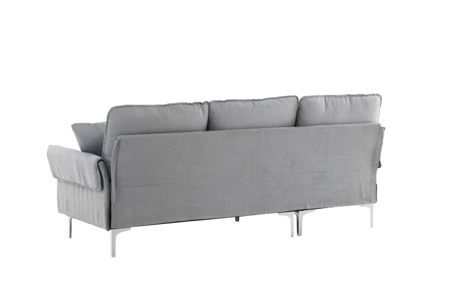 VENTURE DESIGN Toulouse 3 pers. sofa, m. chaiselong - gr stof og metal
