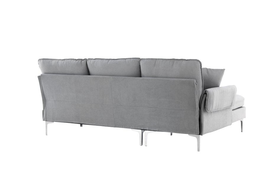 VENTURE DESIGN Toulouse 3 pers. sofa, m. chaiselong - gr stof og metal