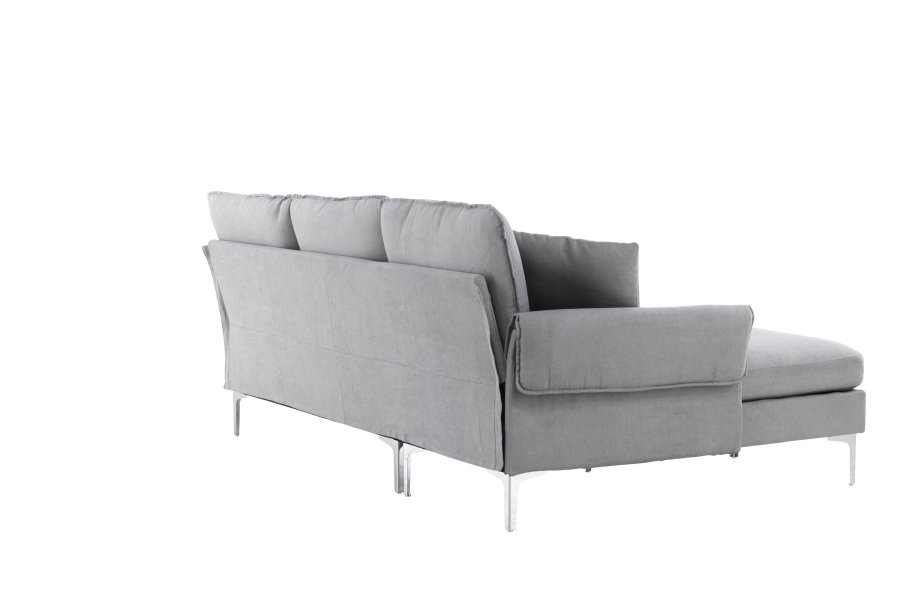 VENTURE DESIGN Toulouse 3 pers. sofa, m. chaiselong - gr stof og metal