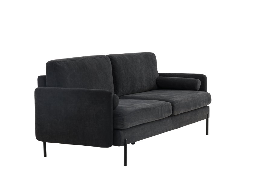 VENTURE DESIGN Antibes 2-pers. sofa - mrkegr velourstof og metal
