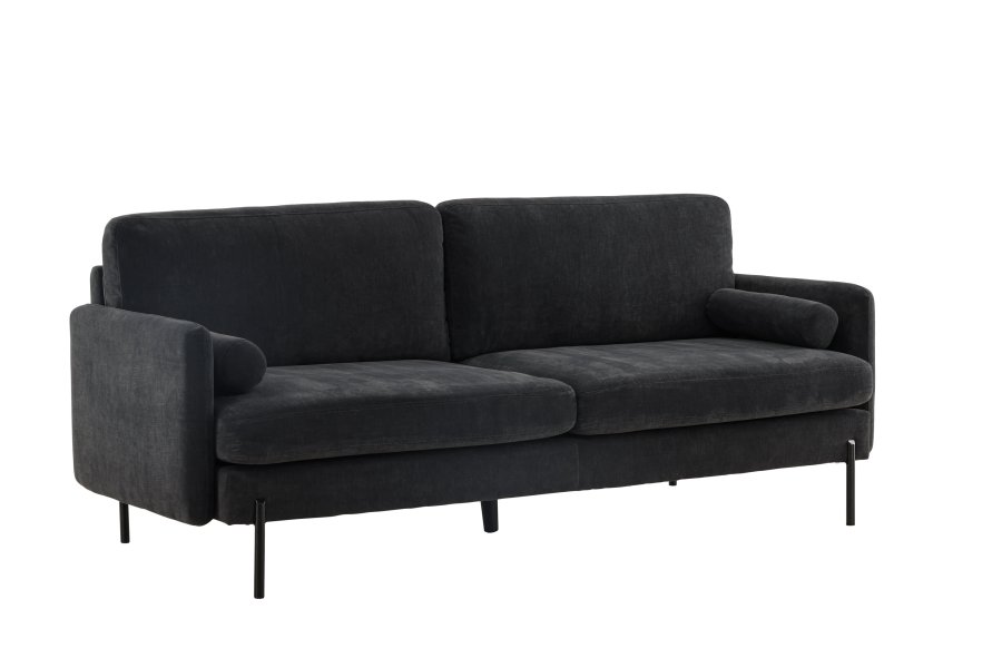 VENTURE DESIGN Antibes 2-pers. sofa - mrkegr velourstof og metal