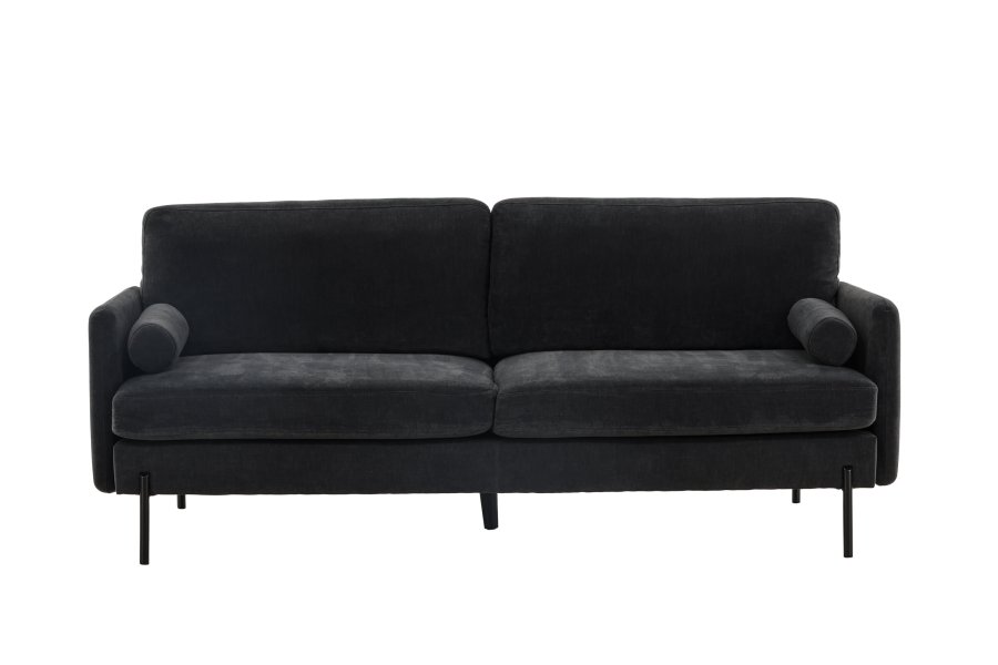 VENTURE DESIGN Antibes 2-pers. sofa - mrkegr velourstof og metal