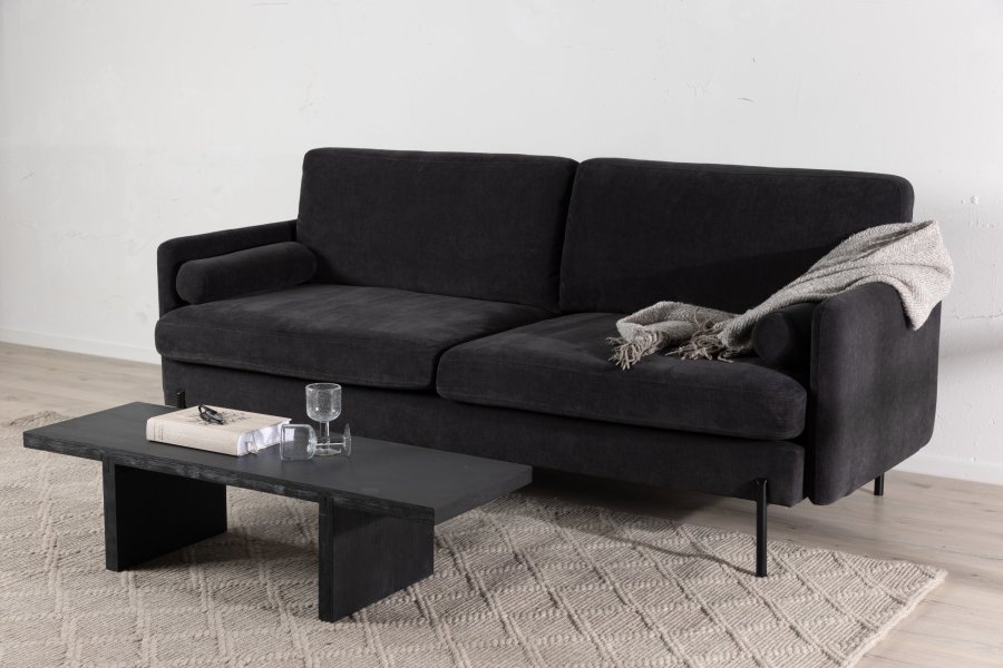 VENTURE DESIGN Antibes 2-pers. sofa - mrkegr velourstof og metal