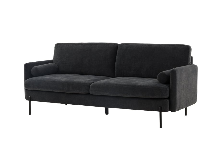 VENTURE DESIGN Antibes 2-pers. sofa - mrkegr velourstof og metal