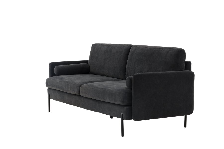 VENTURE DESIGN Antibes 2-pers. sofa - mrkegr velourstof og metal