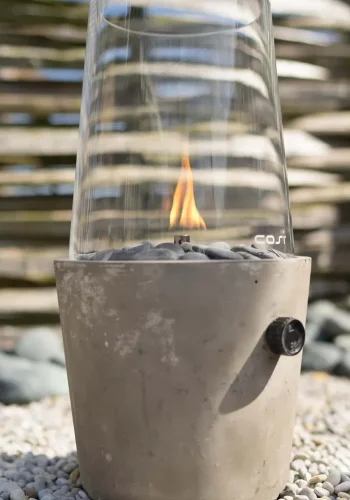 COSI FIRES Cosiscoop Cement round gaslanterne, m. glas og smsten - beton (H:39)