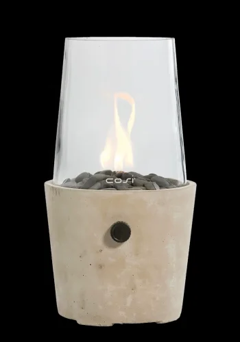 COSI FIRES Cosiscoop Cement round gaslanterne, m. glas og smsten - beton (H:39)