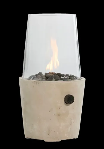 COSI FIRES Cosiscoop Cement round gaslanterne, m. glas og smsten - beton (H:39)