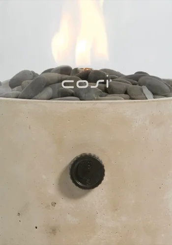 COSI FIRES Cosiscoop Cement round gaslanterne, m. glas og smsten - beton (H:39)