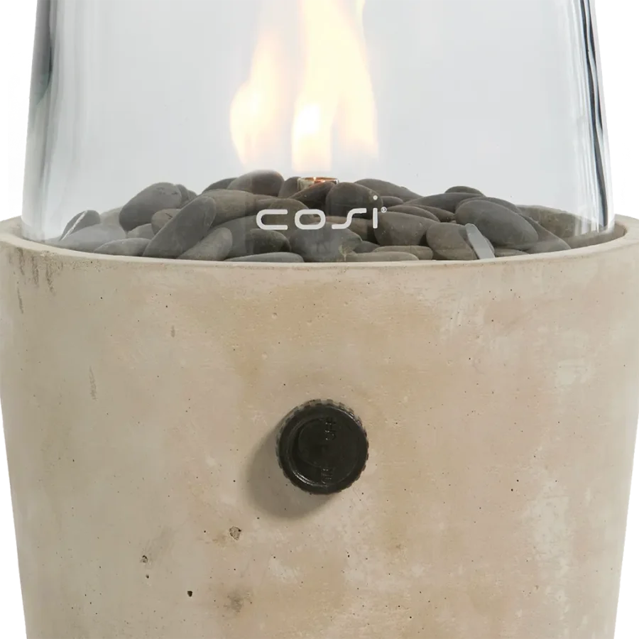 COSI FIRES Cosiscoop Cement round gaslanterne, m. glas og smsten - beton (H:39)