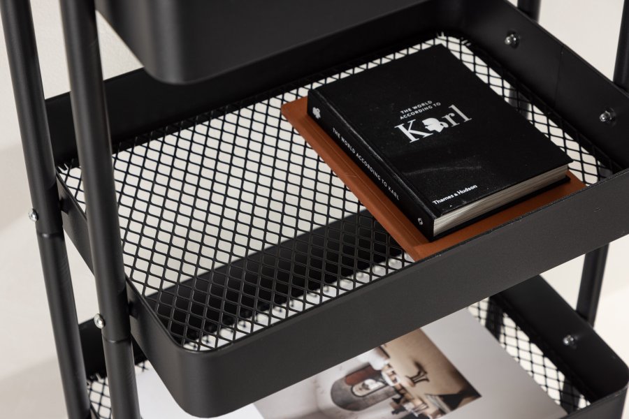 VENTURE DESIGN Manaus rullebord, m. 4 hylder - sort stl (46x34)