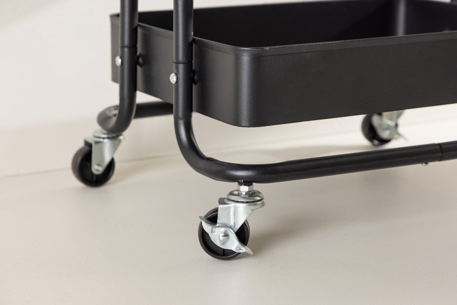 VENTURE DESIGN Manaus rullebord, m. 4 hylder - sort stl (46x34)