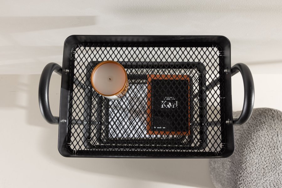 VENTURE DESIGN Manaus rullebord, m. 4 hylder - sort stl (46x34)