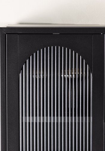 VENTURE DESIGN Cali skab, m. 1 lge og 4 hylder - glas og sort stl