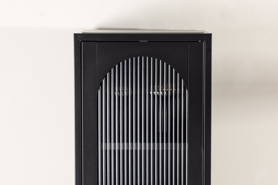 VENTURE DESIGN Cali skab, m. 1 lge og 4 hylder - glas og sort stl